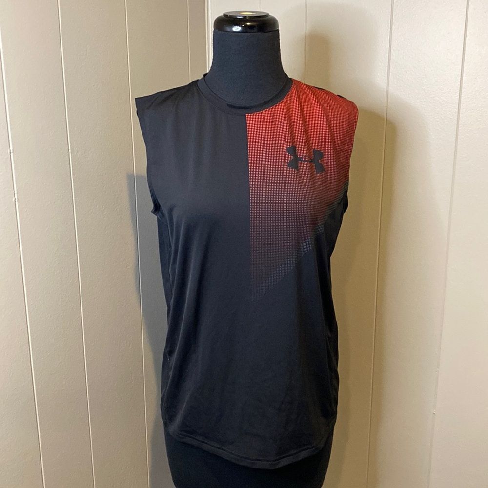 Underarmour Youth Large Heatgear Loose Sleeveless Top Graphic Print Logo